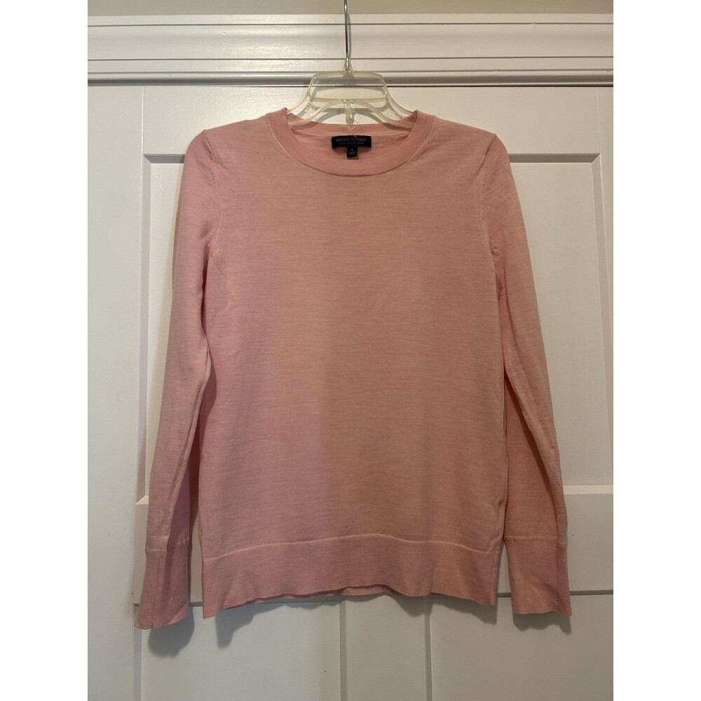 Banana Republic Pink Sweater Women’s Small Merino Wool Long Sleeve Lightweight